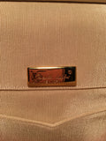 Judith Leiber Vintage Cream Pinched Leather Clutch