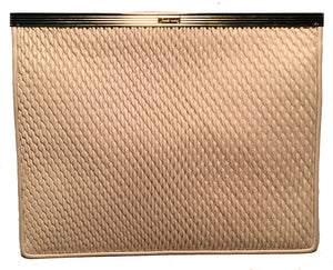 Judith Leiber Vintage Cream Pinched Leather Clutch