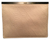 Judith Leiber Vintage Cream Pinched Leather Clutch