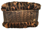 Nancy Gonzalez Leopard Print Fur and Crocodile Baguette