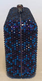 Judith Leiber Blue and Purple Swarovski Crystal Minaudiere Evening Bag Clutch