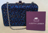 Judith Leiber Blue and Purple Swarovski Crystal Minaudiere Evening Bag Clutch