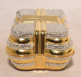 Judith Leiber Gold & Clear Swarovski Crystal Casket Minaudiere