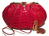 Judith Leiber Vintage Red Alligator XL Oversized Clutch