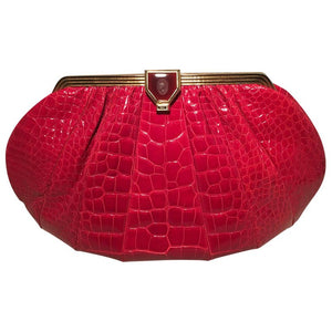 Judith Leiber Vintage Red Alligator XL Oversized Clutch