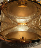 Judith Leiber Swarovski Crystal Oval Bow Trim Minaudiere Evening Bag Clutch