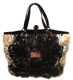 Valentino Black and White Silk Rosier Roses Tote Bag
