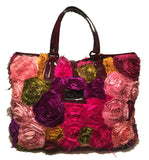 Valentino Multicolor Silk Rosier Rosettes Tote Bag