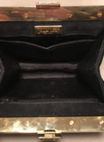 Judith Leiber Black Suede Evening Bag Clutch with Silk Tassel