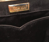 Judith Leiber Black Suede Evening Bag Clutch with Silk Tassel