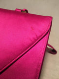 Judith Leiber Vintage Hot Pink Silk Evening Bag Wristlet