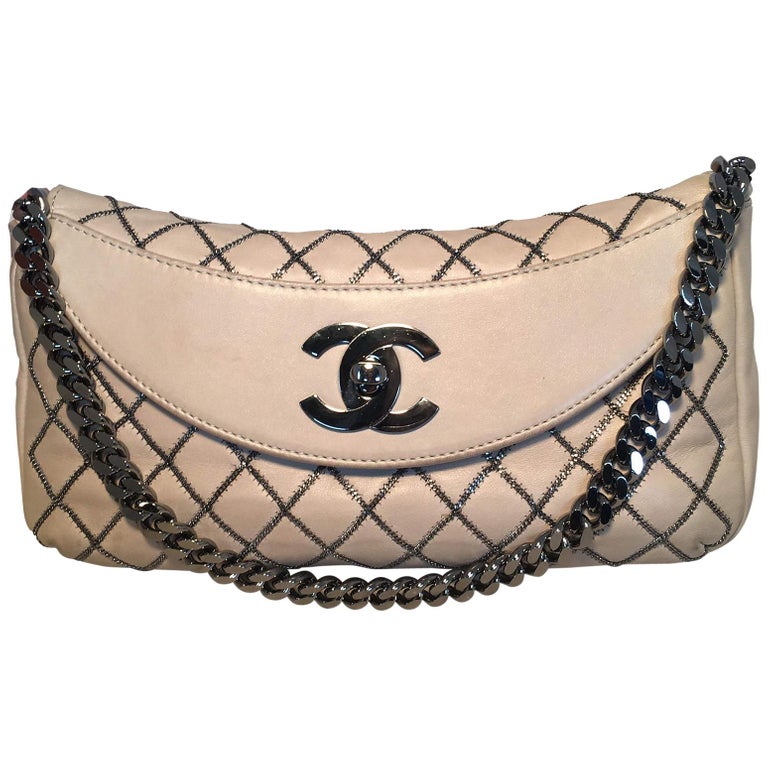 Chanel, Vintage, Half Moon Black Quilted Leather Bag