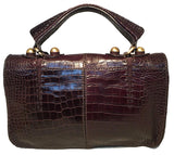 Rare Limited Edition Fendi Brown Alligator and Mink Fur Satchel Handbag