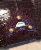Rare Limited Edition Fendi Brown Alligator and Mink Fur Satchel Handbag