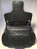 Chanel Black Leather Double Strap Shoulder Bag Tote Production Sample