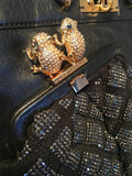 Marc Jacobs Black Leather and Sequin Small Duffy Frog Tote