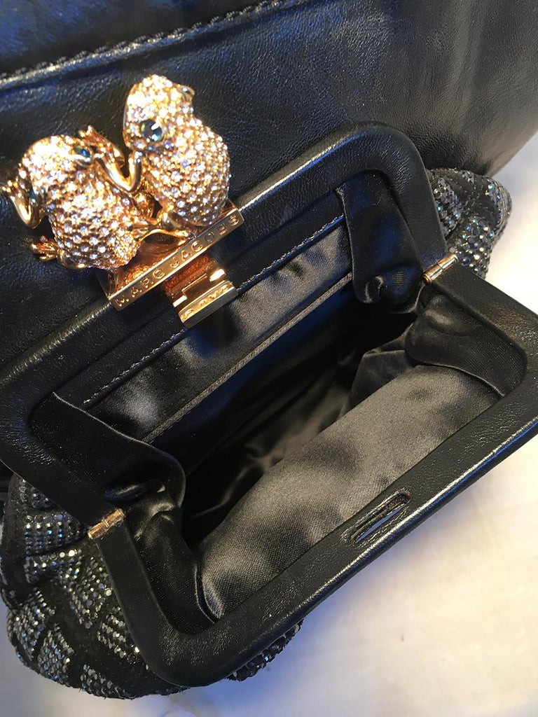 MARC JACOBS Black Leather Clutch with gold hardware