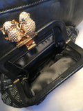 Marc Jacobs Black Leather and Sequin Small Duffy Frog Tote