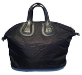 Givenchy Black Nylon and Leather Silver Studded Medium Nightingale Tote Bag