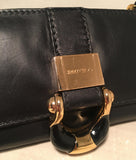 Jimmy Choo Black and Gold Leather Wallet on a Chain