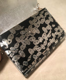 Jimmy Choo Black and Silver Printed Acrylic Clutch