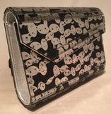 Jimmy Choo Black and Silver Printed Acrylic Clutch