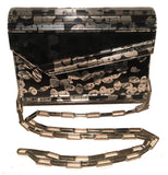 Jimmy Choo Black and Silver Printed Acrylic Clutch