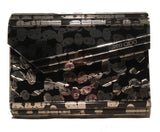 Jimmy Choo Black and Silver Printed Acrylic Clutch