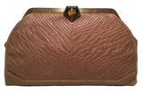 Judith Leiber Vintage Tan lizard Embroidered Oversized Clutch