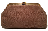 Judith Leiber Vintage Tan lizard Embroidered Oversized Clutch