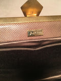 Judith Leiber Vintage Tan lizard Embroidered Oversized Clutch