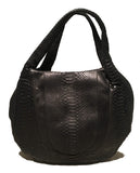 Designer Black Snakeskin Python Hobo Shoulder Bag