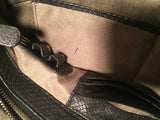 Designer Black Snakeskin Python Hobo Shoulder Bag