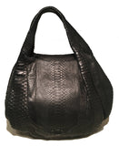 Designer Black Snakeskin Python Hobo Shoulder Bag