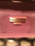 Tonya Hawkes Cream Embossed Patent Leather Clutch