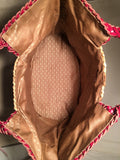 Anya Hindmarch Magenta Leather and Tan Rattan Large Woven Basket Tote Bag