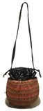 Judith Leiber Vintage Snakeskin Woven Basket Drawstring Shoulder Bag