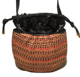 Judith Leiber Vintage Snakeskin Woven Basket Drawstring Shoulder Bag