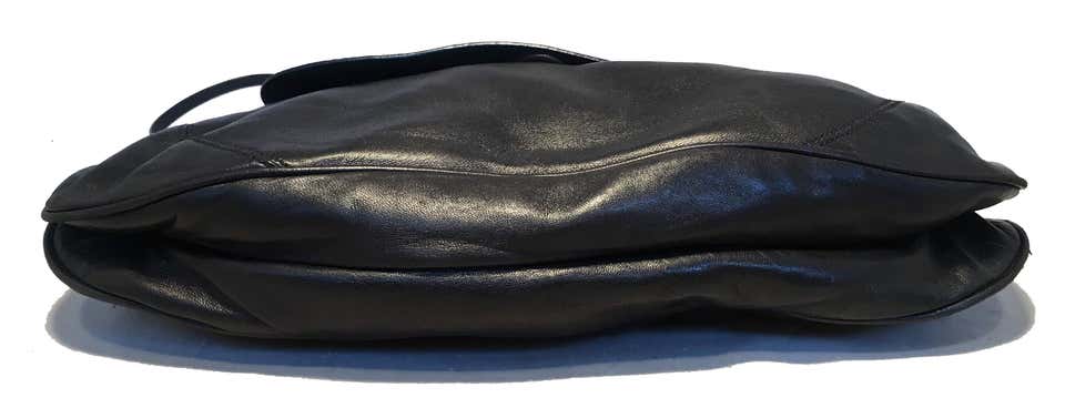 Prada Black Leather Metal Top Handle Bar 2 in 1 Clutch Shoulder Bag