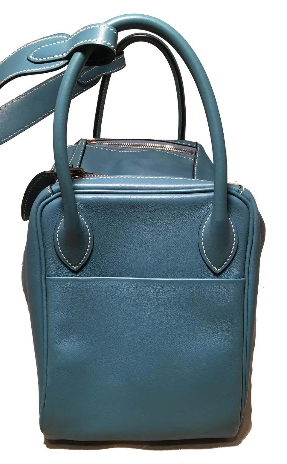 Lindy leather handbag Hermès Blue in Leather - 34503859