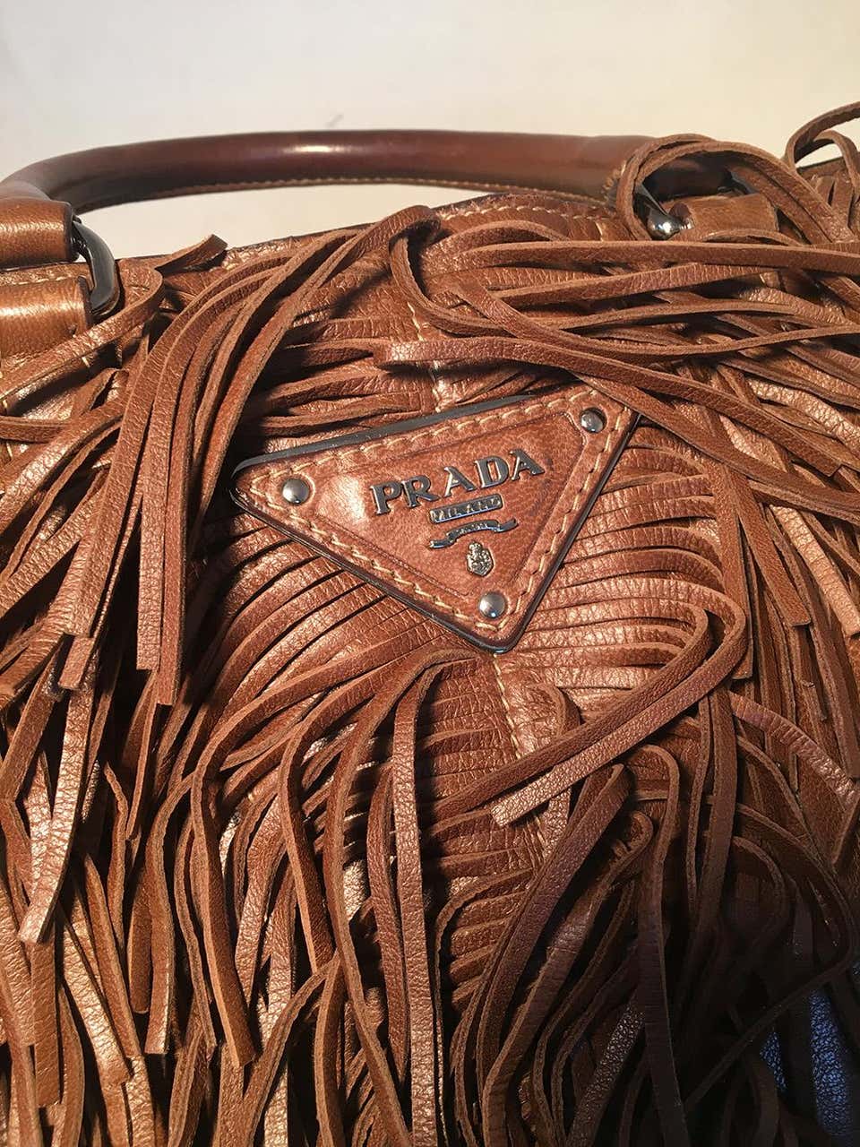 Prada brown leather tote hotsell
