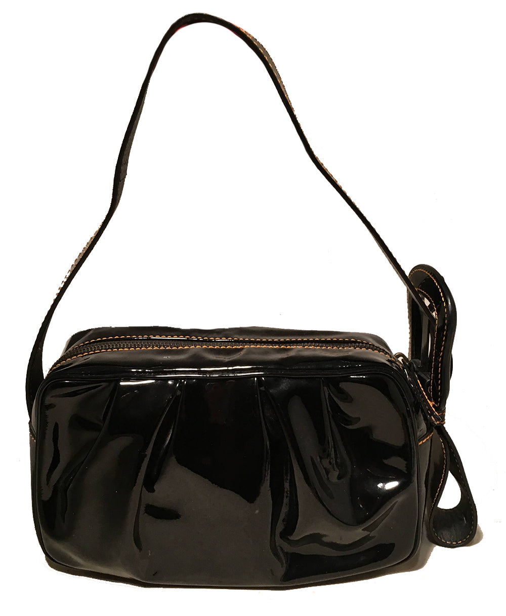 black patent leather purse