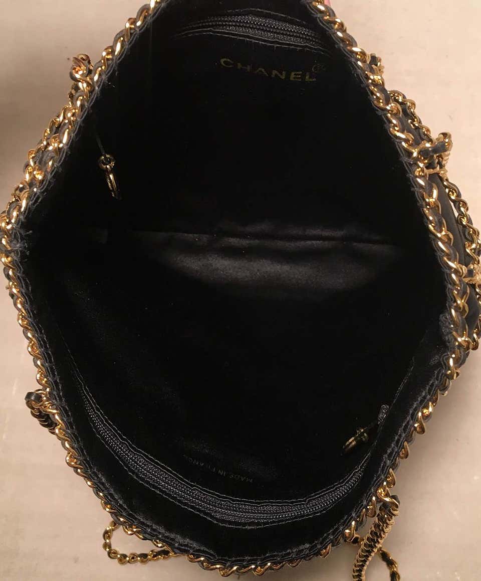 RARE Chanel Vintage Black Silk Chain Cage Evening Shoulder Bag – Dignity  Jewels Inc.