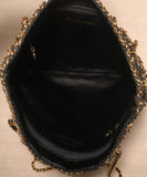 RARE Chanel Vintage Black Silk Chain Cage Evening Shoulder Bag