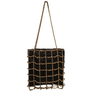 RARE Chanel Vintage Black Silk Chain Cage Evening Shoulder Bag – Dignity  Jewels Inc.