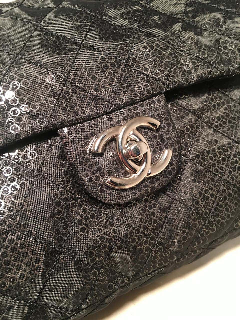 Chanel Hidden Sequins Mesh Jumbo Classic Flap Shoulder Bag