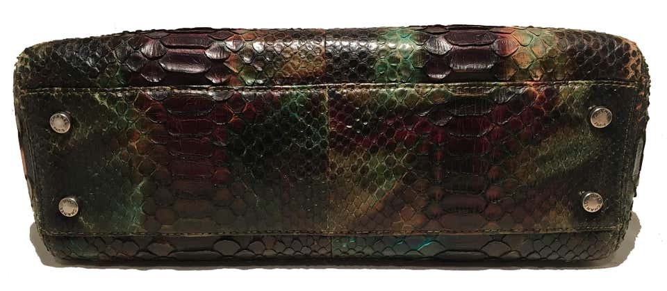 Chanel Green and Brown Multicolor Python Snakeskin Cerf Tote Handbag