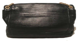 Chanel Black Pleated Leather Classic Flap Shoulder Bag