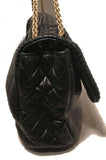 Chanel Black Pleated Leather Classic Flap Shoulder Bag