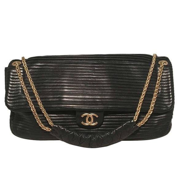 Chanel Vintage Flap Quilted Leather Shoulder Bag Black